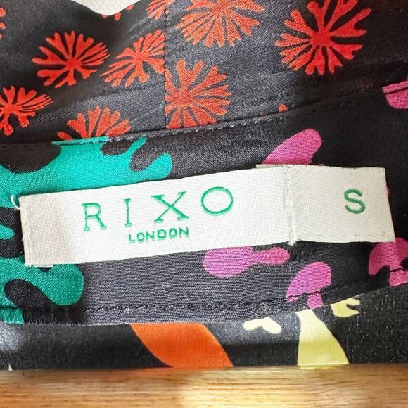 Rixo Silk Lulu Dark Floral Mini Dress Size Small - Picture 3 of 12